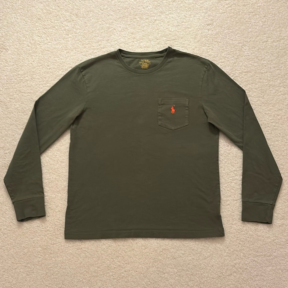 Polo by Ralph Lauren Green Long Sleeve Tee with Iconic Logo